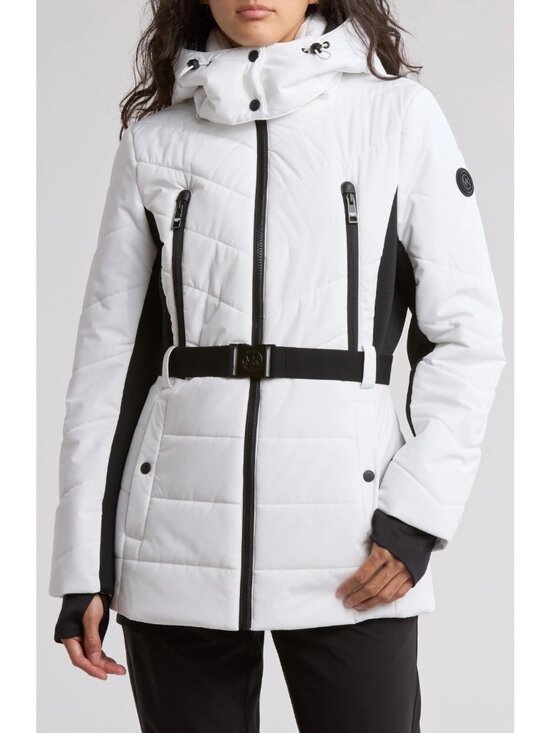 Michael Kors Jackets & Blazers - Michael Kors Women's Hooded Belted Quilted Insulated Puffer Jacket White Size XS